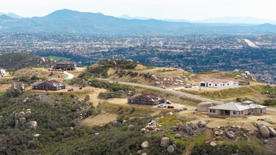 Drone image from above Mountain House in March 2026