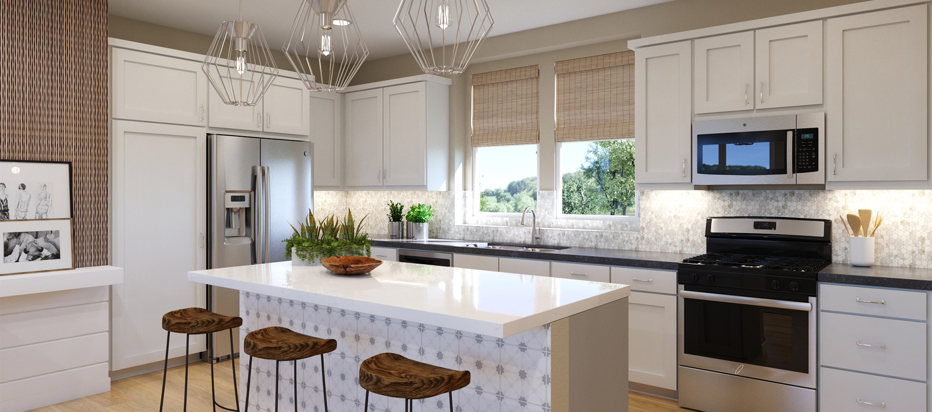 Preliminary plan 1 kitchen rendering in DORSEY at 3Roots