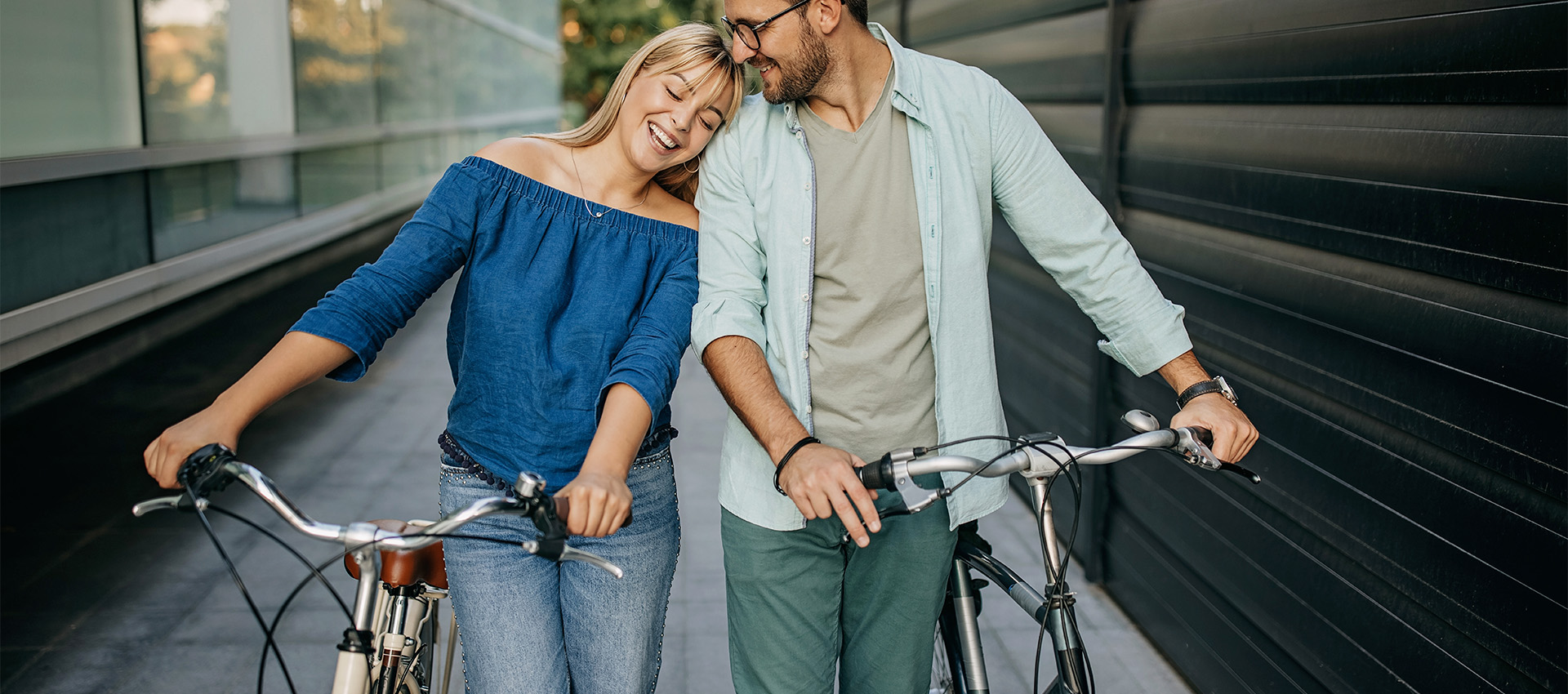 Image of a couple riding bikes