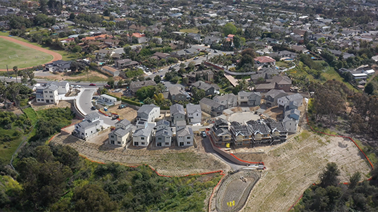 Drone image of the construction progress at 26Tides 