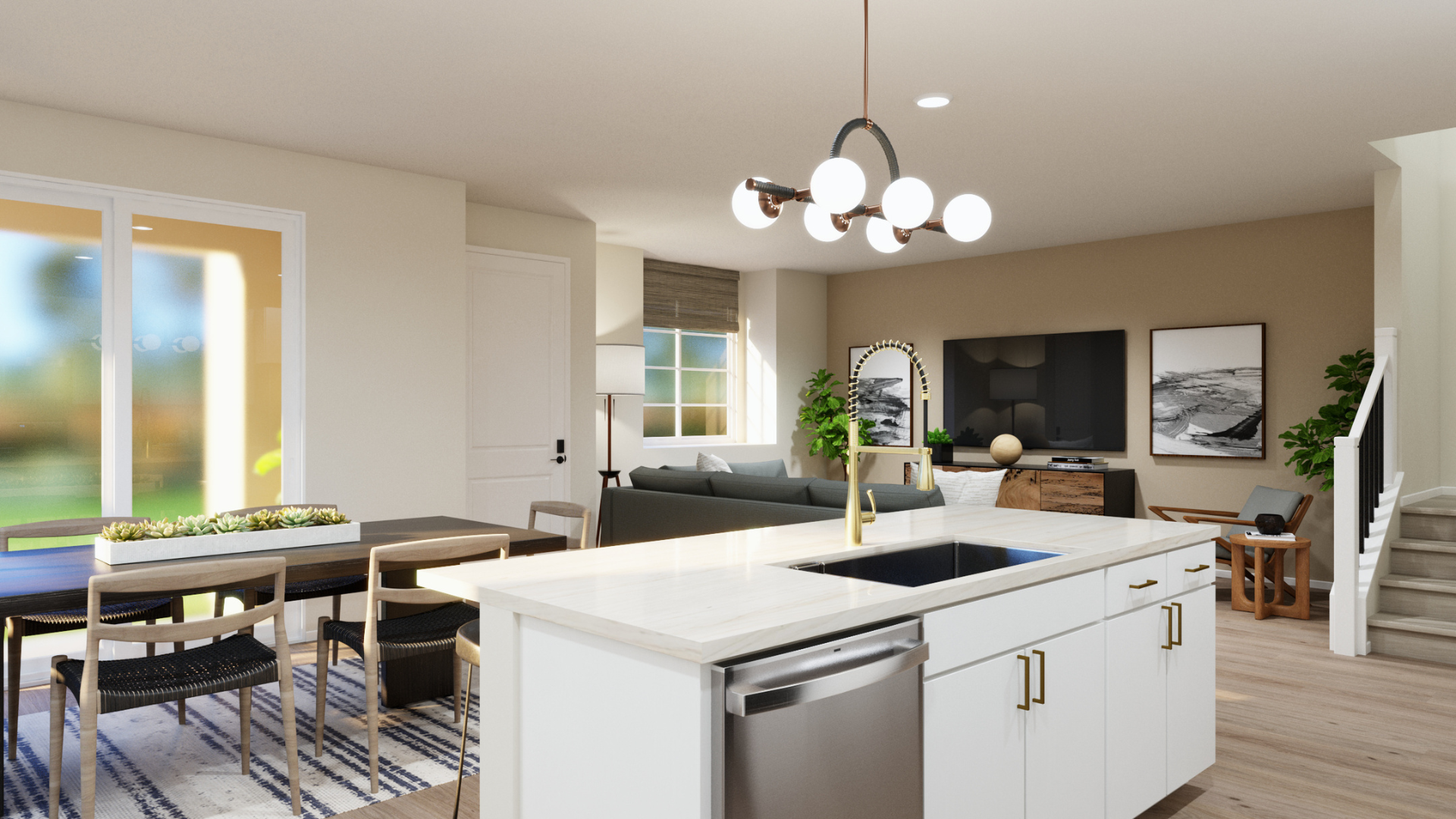 Rendering image of the kitchen/great room area at Citrus Bay