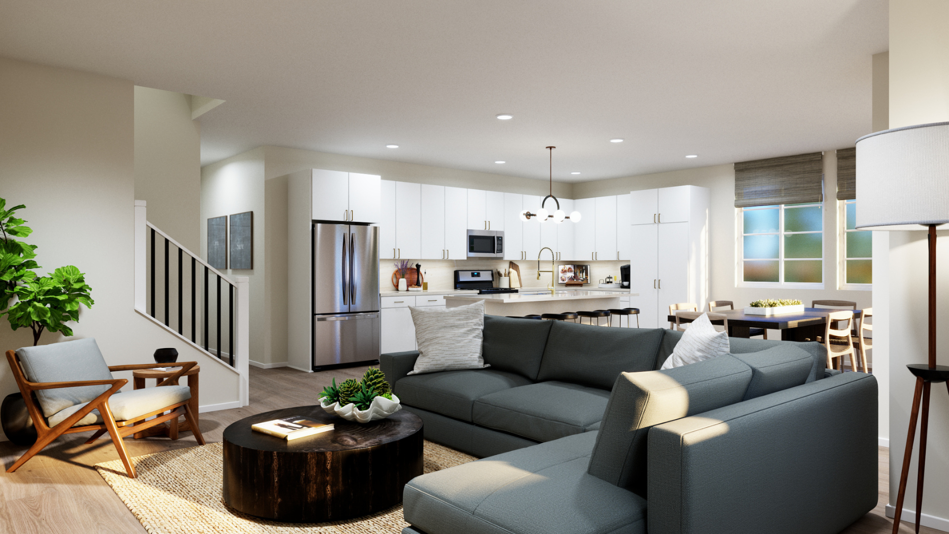 Interior image of the great room within plan 6 at The Towns
